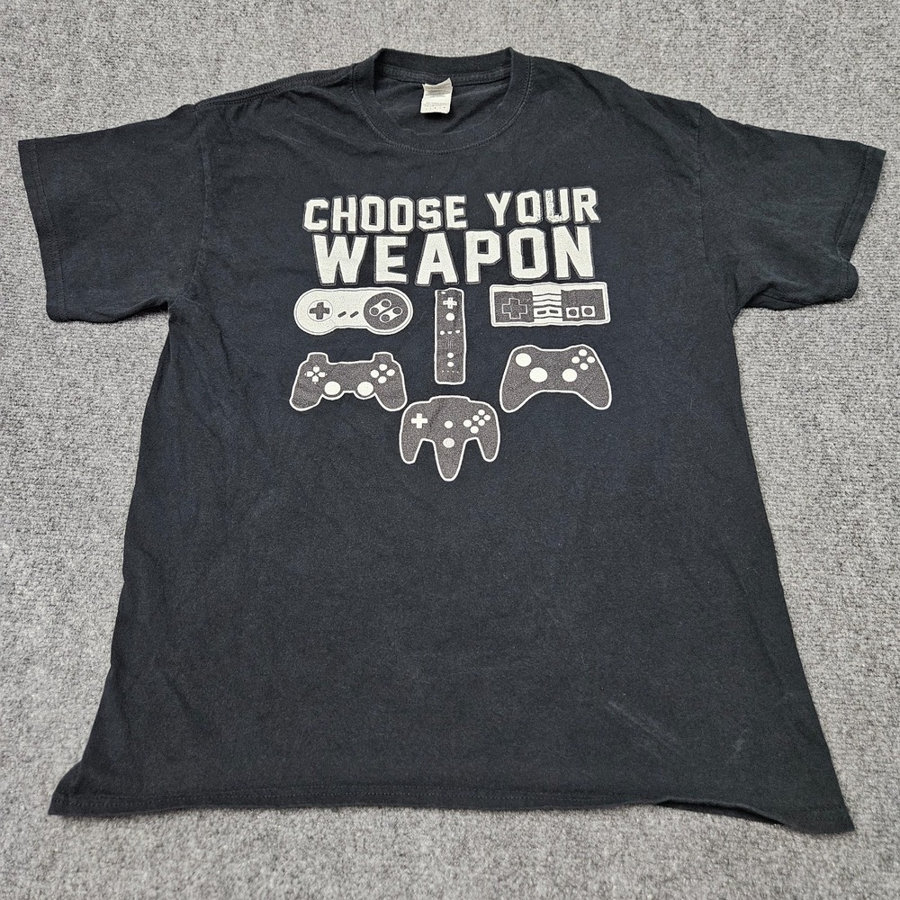 Video Game Controller Graphic‎ Tee Mens Large Black Choose Your Weapon Retrocore
